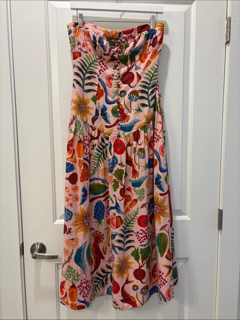 Farm Rio Printed Strapless Maxi Dress Size S - Picture 7 of 16